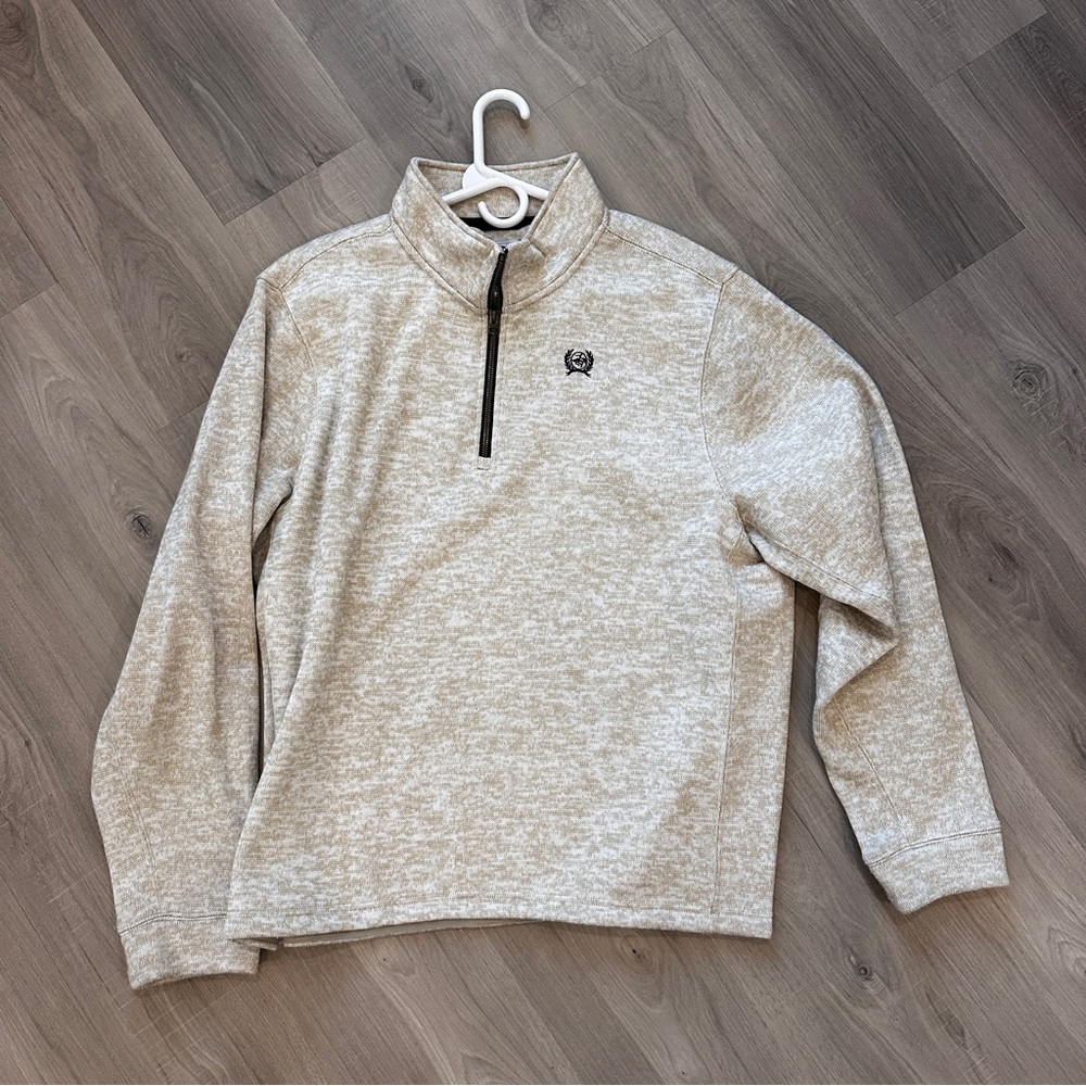 Cinch Cream Zip Up Sweater - XL